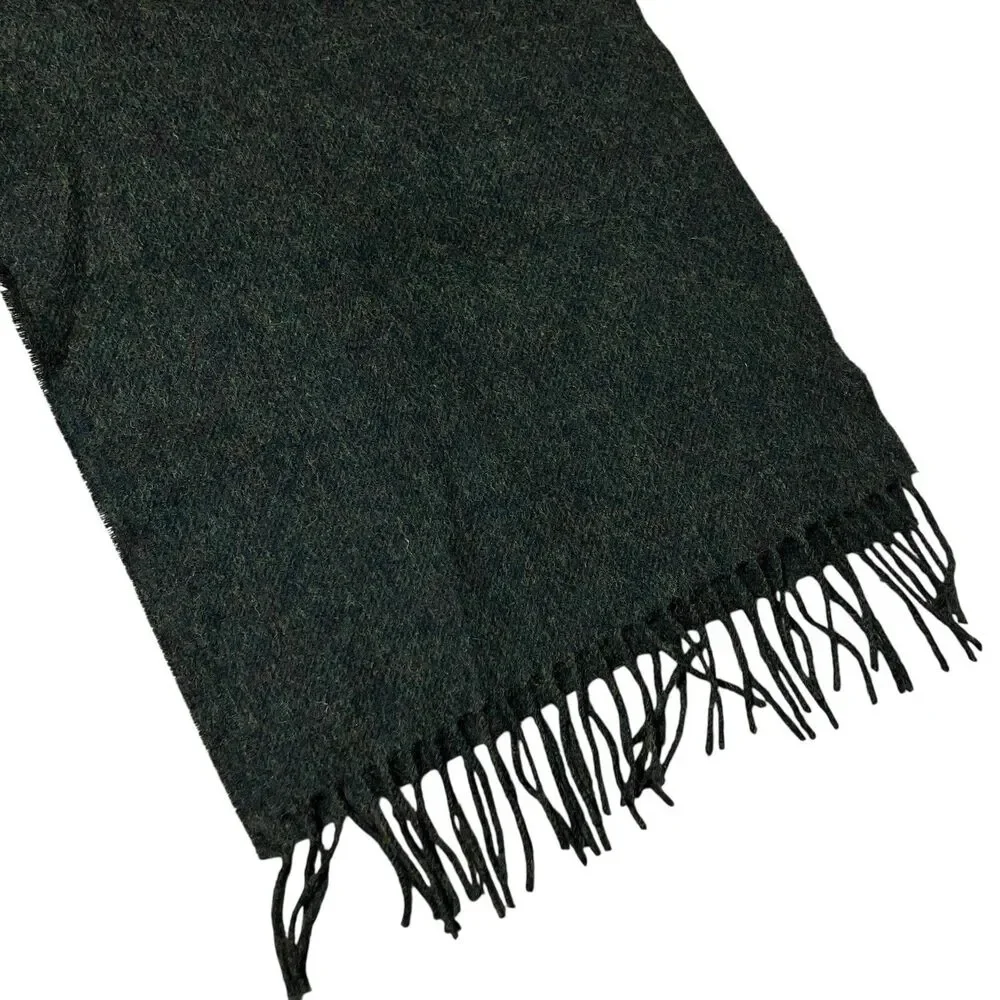 J Crew Moon‎ Scarf Mens Green Merino Wool Fringe Made England Tweed Luxury